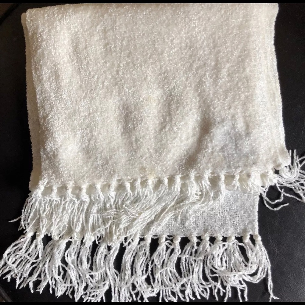 Charter Club Fringed Glowing Ivory Scarf Womens